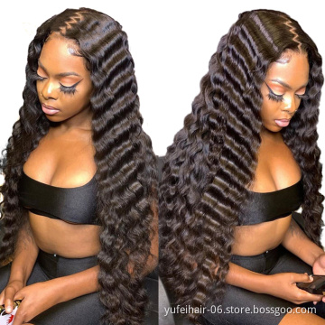 Cheap Whosale Hd Transparent Full Lace Front Wig Raw Brazilian Deep Wave Virgin Human Hair Lace Frontal Wig Vendors